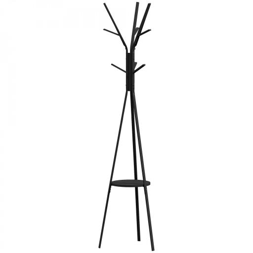 Perchero de Pie Forma de Árbol Perchero para Ropa de Metal con 9 Ganchos y Estante Perchero Vintage 45x45x180 cm Negro [2]