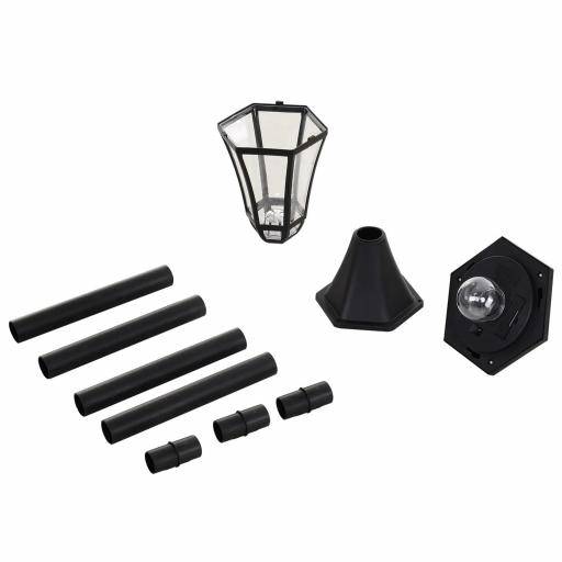 2 Farolas Solares de Jardín con Luz LED Blanca 6000K IP44 Set de 2 Farolas de Exterior 18,5x18,5x129 cm Negro [9]