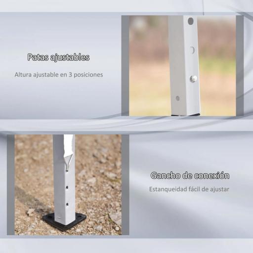 Carpa Plegable 6x3 m con Altura Ajustable en 3 Niveles Bolsa de Transporte Anti-UV y Marco de Acero Blanco [3]