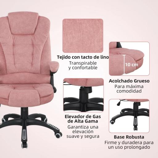 Silla Oficina con Masaje de 6 Puntos con Función Basculante con Calefacción Altura Ajustable [4]