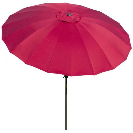 Sombrilla de Jardín Ø250x240 cm con Manivela Parasol con Ángulo Inclinable con 18 Varillas para Exterior Rojo Burdeos [8]