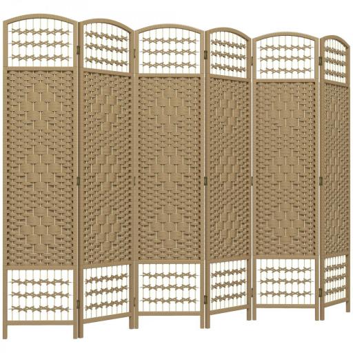 Biombo Separador de Ambientes de 6 Paneles Plegable de Cuerda de Papel 160x170cm Decoración para Dormitorio Natural [3]