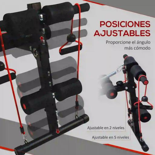 Banco de Abdominales Altura Ajustable Banco de Musculación Multifuncional para Fitness Entrenamiento de Espalda Abdominal Piernas Carga 120kg con 2 Cuerdas y 1 Tirador de Resorte [5]