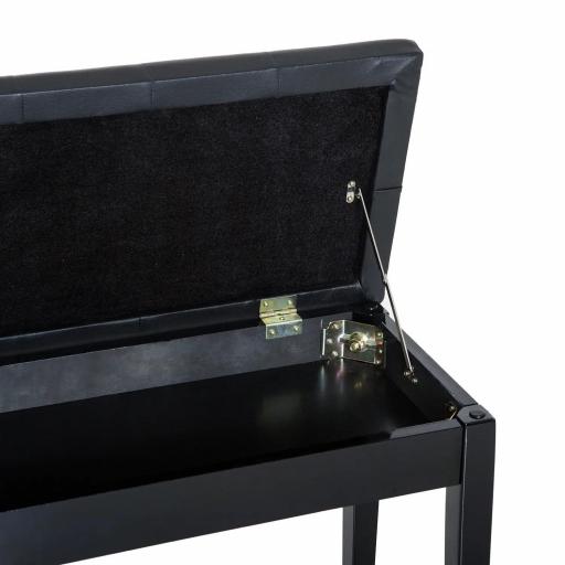 Taburete de Piano Banco de Teclado con Espacio de Almacenamiento Bajo del Asiento de Cuero Sintético 76x36x50 cm Negro [7]