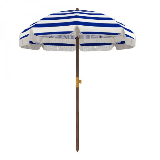 Sombrilla de Playa con Flecos Ø190x210 cm con Protección UV40+ Antiviento Impermeable Bolsa de Transporte Azul y Blanco [9]
