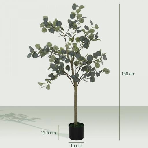 Planta Artificial Decorativa de 150 cm Eucaliptus Sintético con 230 Hojas en Maceta para Interior Verde [4]