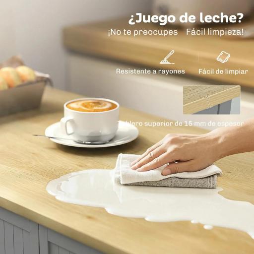 Aparador de Cocina Armario de Cocina con 3 Estantes de Puerta Cajón Estantes Ajustables para Comedor 105x40x83 cm Gris [6]