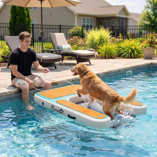 Rampa de Agua Hinchable para Perros para Piscina Barcos Lagos 151x102 cm con Superficie Antideslizante de EVA