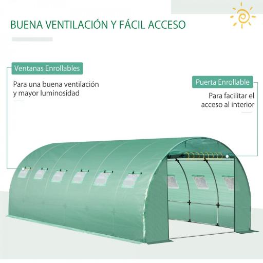 Cubierta de Repuesto para Invernadero 600x300x200cm Tipo Túnel Carpa de Invernadero con 12 Ventanas Verde [6]