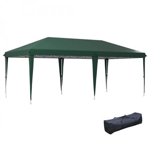 Cenador de Jardín 6x3 m Gazebo con Altura Ajustable en 3 Niveles Bolsa de Transporte Marco de Acero Anti-UV Verde [5]