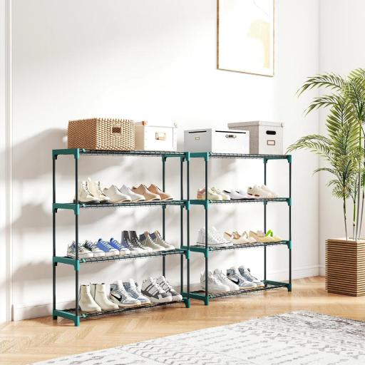 Juego de 2 Soportes para Plantas de 4 Niveles Interior y Exterior Estantes Metálicos con Conectores Fácil Montaje Verde [6]