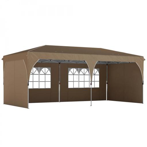 Carpa Plegable 6x3 m con Tiras Reflectantes UPF 50+ Fácil Montaje Sistema Central de Bloqueo Impermeable Beige [8]