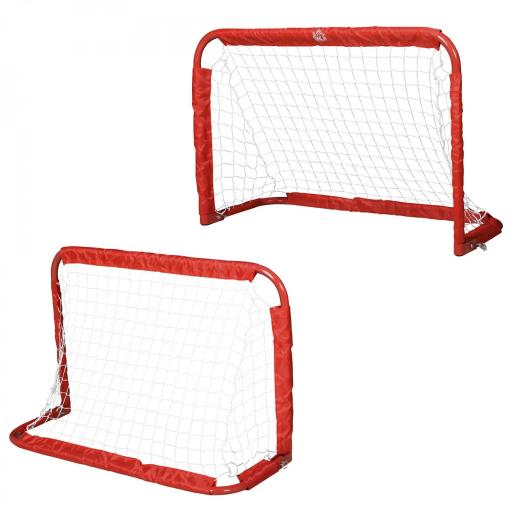 Mini Porterías de Fútbol Plegables Set de 2 Porterías de Exterior para Niños y Adultos 90x36x60 cm Rojo [9]