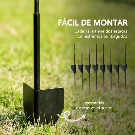 Valla Decorativa de Jardín de 4 Paneles 88x110 cm con Diseño de Patrón de Rejilla y Ángulo Ajustable Negro [3]