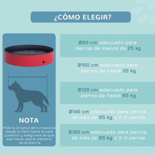 Piscina Plegable para Perros Gatos Ø140x30 cm Bañera Portátil para Mascotas PVC Antideslizante Múltiples Usos Color Rojo [6]