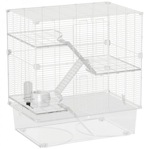 Jaula para Animales Pequeños con Múltiples Niveles Bandeja y Accesorios Incluidos 73x47x80 cm Blanco [8]