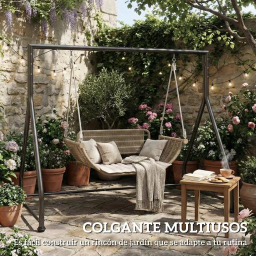 Soporte para Columpio de Acero Estructura de Columpio de 2 y 3 Asientos Carga 360 kg 210x117x175 cm Negro [4]