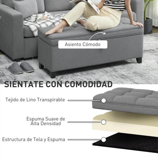 Banco de Almacenaje con 2 Bisagras de Seguridad Tapa Abatible para Dormitorio Salón 120x40x48 cm Gris Oscuro [2]