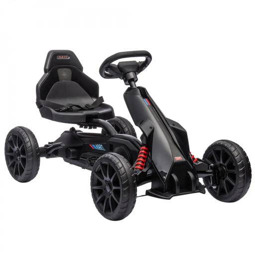 Kart a Pedales para Niños 3-8 Años con Asiento Regulable en 4 Posiciones y Ruedas de EVA 100x58x58,5 cm Negro [9]