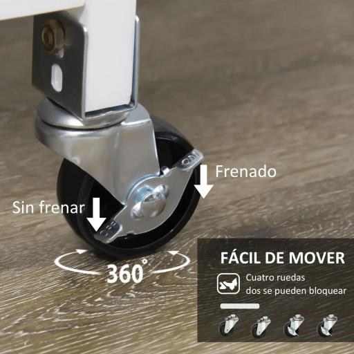 Carro de Cocina con Ruedas Carrito de Servicio con Cajones Estantes y Bandeja Extraíble 67x37x87 cm Blanco [3]