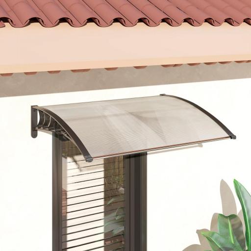 Tejadillo de Protección contra Sol y Lluvia Marquesina para Puertas de Exterior Marquesina de Techo Diseño Moderno Aleación de Aluminio Duradero 122x89x24 cm Transparente [5]