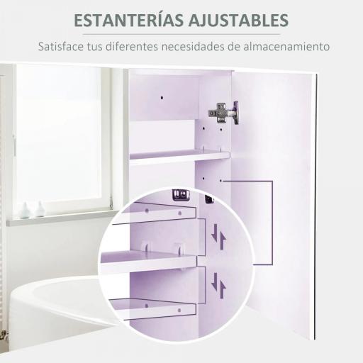 Armario de Baño con Espejo Armario de 2 Puertas con 3 Estantes Interiores Estilo Moderno para Dormitorio Salón 80x15x60 cm Lila Claro [8]
