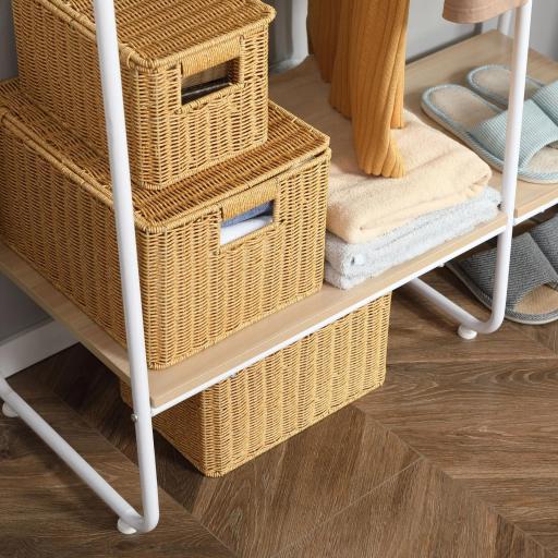 Perchero de Ropa de Madera con 5 Estantes y Barra para Colgar para Dormitorio Salón 101x39x160 cm Natural [7]