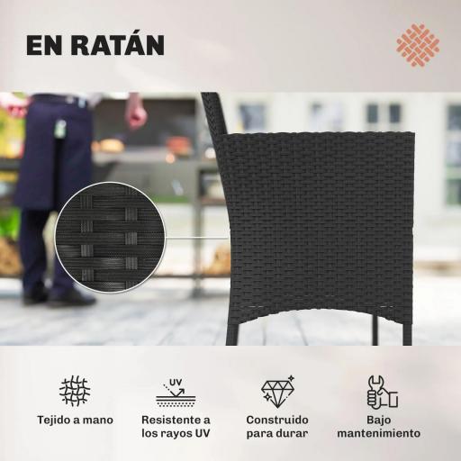 Conjunto Muebles Jardín de Ratán Sintético con Sofá Sillones y Mesa de Vidrio Templado y Cojines Negro y Crema [4]