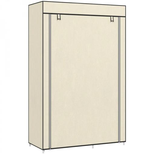 Armario de Tela Plegable Ropero Portátil con 6 Estantes y 1 Barra de Colgar para Dormitorio 103x43x162,5cm Crema [8]