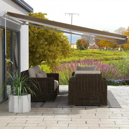 Toldo para Balcón 350x250 cm con Manivela de Metal Impermeable y Anti-UV para Jardín Terraza Ventanas Gris y Amarillo [4]