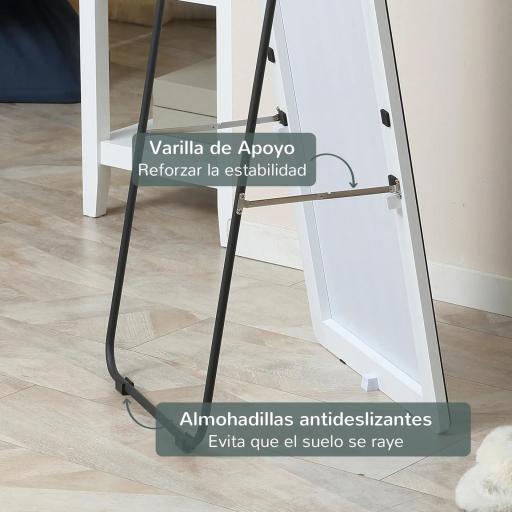 Espejo de Pie de Cuerpo Entero con Marco de Aleación de Aluminio de Estilo Moderno 45x37x158,5 cm Plata [5]