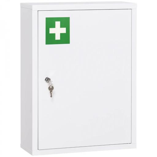 Botiquín de Pared Armario de Medicinas de Acero Armario con 3 Estantes y 2 Llaves para Baño 40x15x53,5 cm Blanco [9]