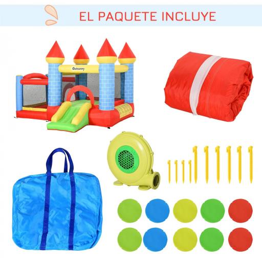 Castillo Hinchable para Niños con Tobogán Cama de Salto Inflador y Bolsa de Transporte para Interior y Exterior 280x260x210 cm Multicolor [3]