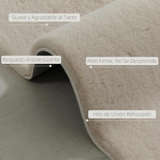 Alfombra Salón 120x160 cm Lavable en Lavadora Pelo Largo Estilo Moderno Tapete para Sala de Estar Dormitorio Crema [6]