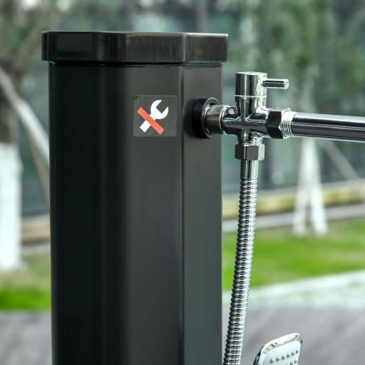 Ducha Solar de Exterior de 35L con 2 Cabezales de Ducha Grifo y Agua Caliente 0-55℃ para Jardín 17,5x14,5x216 cm Negro [7]