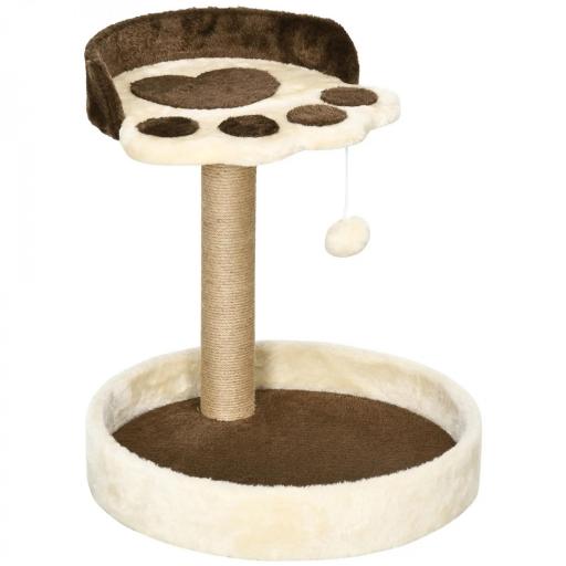 Árbol Rascador para Gatos Altura 44 cm Torre de Escalada con 2 Camas Poste de Yute, Juguete Colgante Marrón [8]