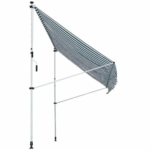 Toldo Manual Retráctil 300x150x170-280 cm con Altura Ajustable Manivela y Protección Solar para Terraza Verde [11]