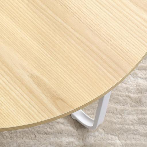 Juego de 2 Mesas de Centro Ø65x32 cm y Ø45x26 cm con Encimera de Madera y Patas de Metal Natural y Blanco [7]