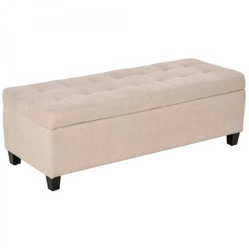 Banco de Almacenamiento Puff de Almacenaje Taburete Tapizado en Lino con Tapa Abatible para Entrada 125x49x41,5 cm Beige [9]