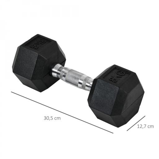 Juego de Mancuernas 2x8 kg con Barra de Conexión de Metal Cabeza Hexagonal para Entrenamiento en Casa Negro y Plata [1]