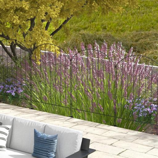 Valla Decorativa de Jardín de 4 Paneles 88x110 cm con Diseño de Patrón de Rejilla y Ángulo Ajustable Negro