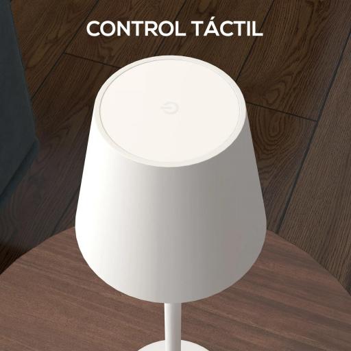 Lámpara de Mesita de Noche con Luces LED Lámpara de Mesa Inalámbrica USB-C Recargable 3 Colores Ø11,2x36,5 cm Blanco [7]