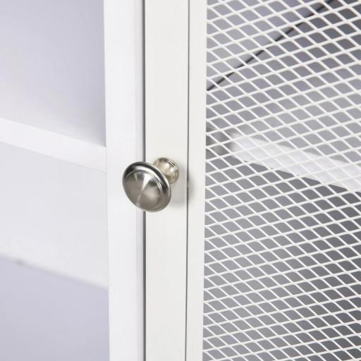 Aparador de Cocina Aparador Blanco con Puerta de Malla 4 Compartimentos Abiertos y Estante Ajustable 120x37x81,5 cm [8]