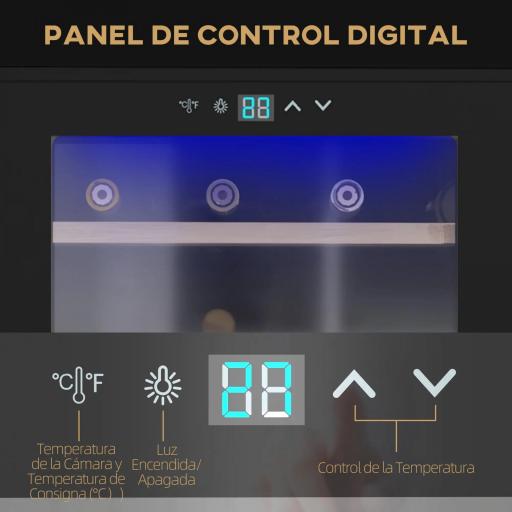 Nevera Vinos 24 Botellas 65L con Luz LED Interior Pantalla Táctil Puerta de Vidrio y 5 Estantes de Metal Negro [5]