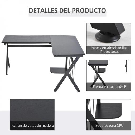 Mesa de Ordenador PC de Tabla de Madera Mesa Esquinera de Angulo para Oficina Dormitorio Hogar Escuela [3]