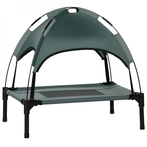 Cama Elevada para Mascotas con Toldo Extraíble Tela Transpirable al Aire Libre para Interior y Exterior 61x46x62 cm Gris [9]