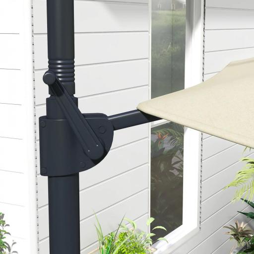 Sombrilla de Jardín Ajustable Ø294x242 cm con Poste Giratorio 360° Ángulo de Techo Ajustable y Ventilación Crema [7]