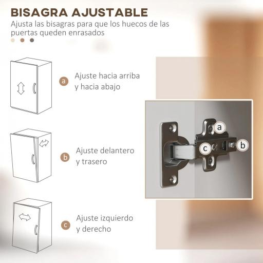 Alacena de Cocina con 4 Puertas Encimera para Microondas Estantes Ajustables Orificio de Cable y Patas de Madera Blanco [2]