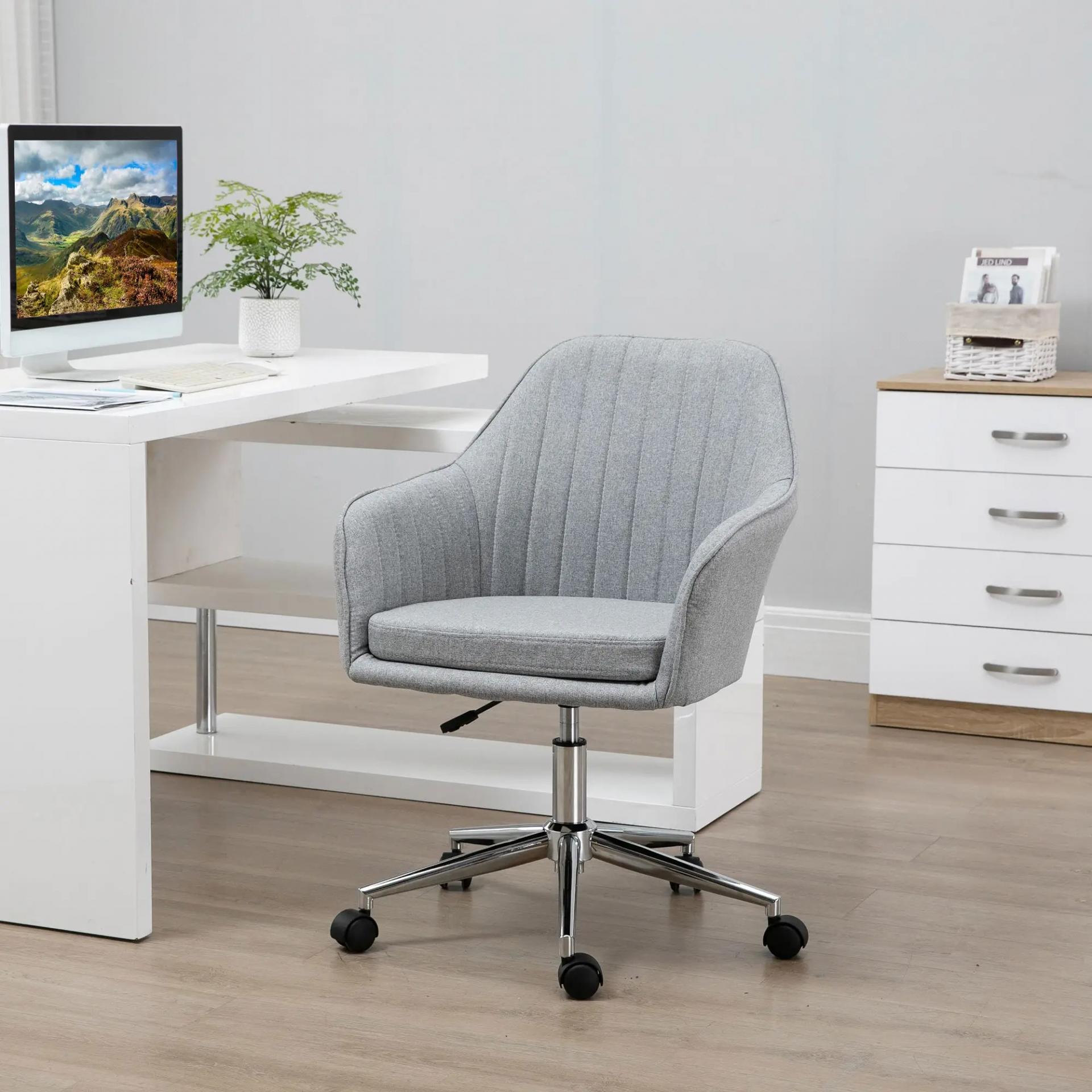 Silla de Oficina Silla Operativa con Altura Ajustable y Giratoria para Despacho Oficina 61x59x96cm Gris