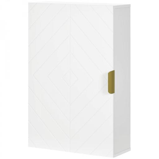 Mueble para Baño Suspendido con 1 Asa de Acero y Estantes Ajustables Estilo Moderno 40x15x60 cm Blanco [8]